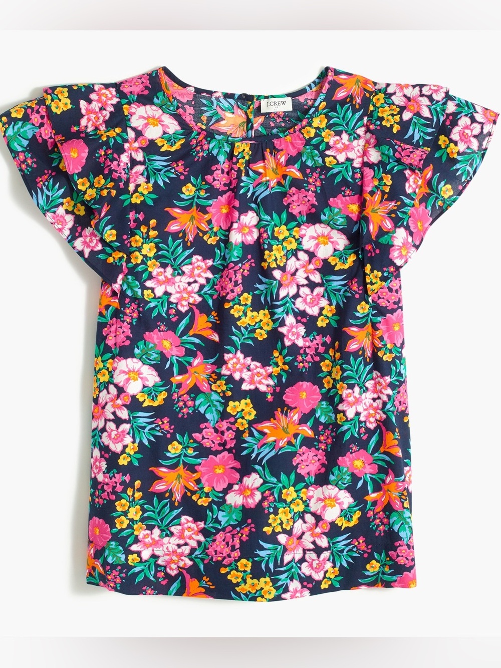 NWOT J. Crew Floral Flutter Sleeve Blouse | XL - Picture 5 of 9